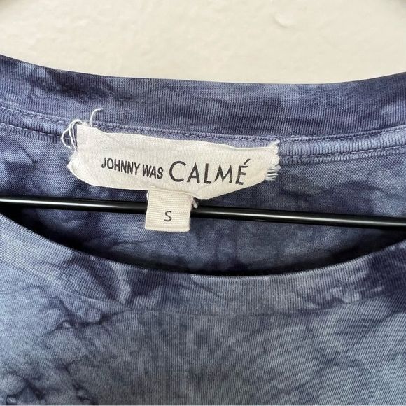 Johnny Was Calme Womens Navy Blue Tie Dye O15421-6 Parker Layering Tee Shirt S - Picture 3 of 10